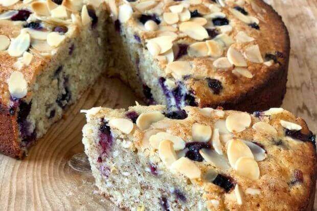 Plum cake with coconut and almond