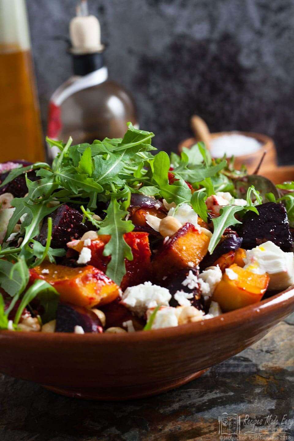 Squash and beetroot salad with feta and herbs