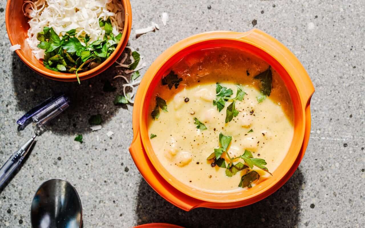 Spiced squash and white beans with lemon and mint